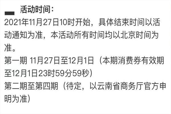 2021云南彩云消费券使用指南