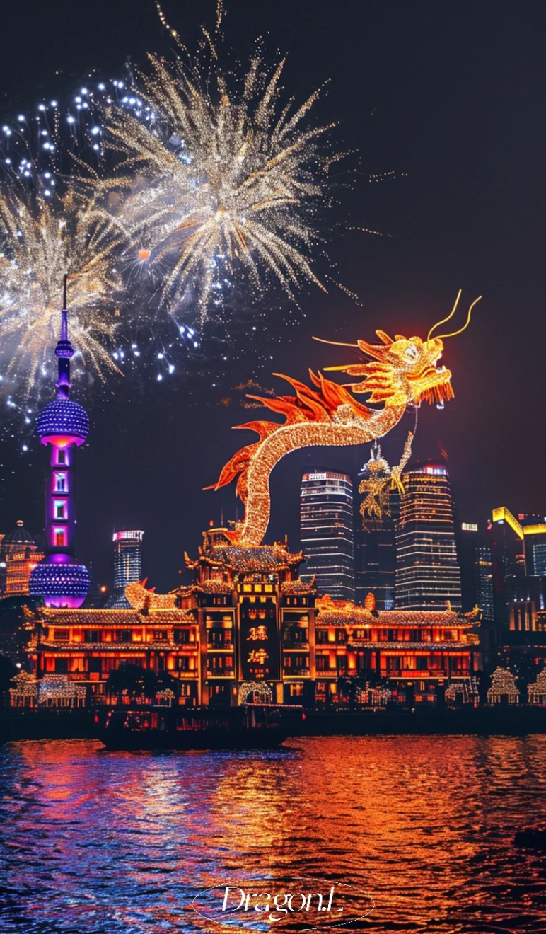 上海新年大放异彩，美丽的烟花和丰富的庆祝活动